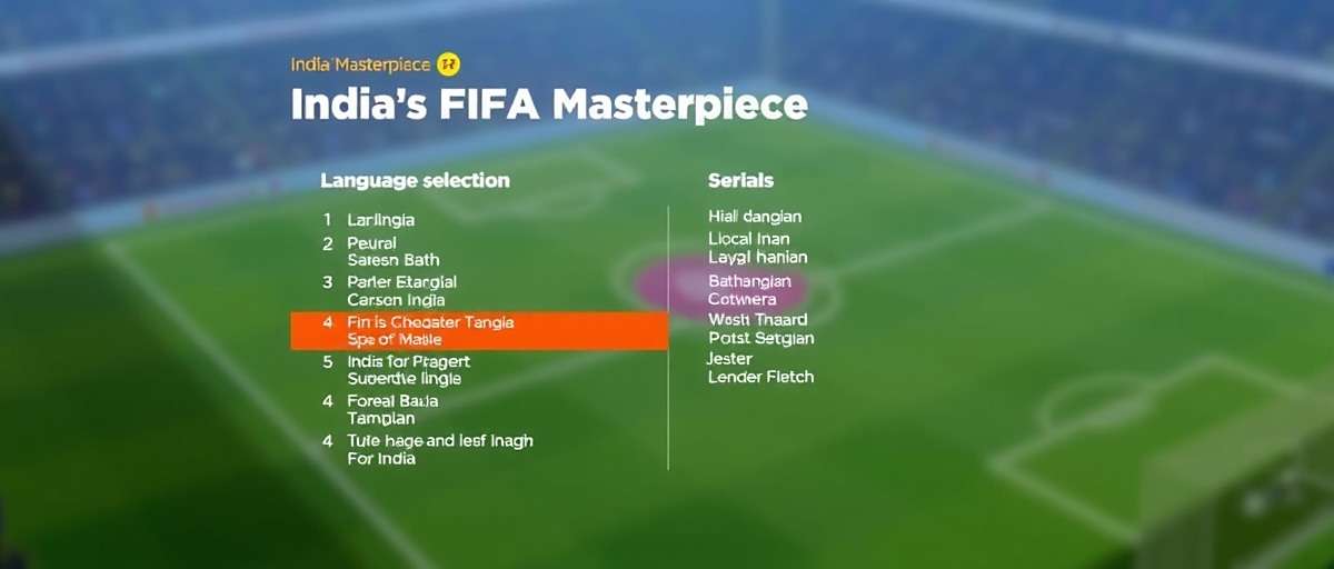 India's FIFA Masterpiece language selection screen showing various Indian languages with India's FIFA Masterpiece watermark
